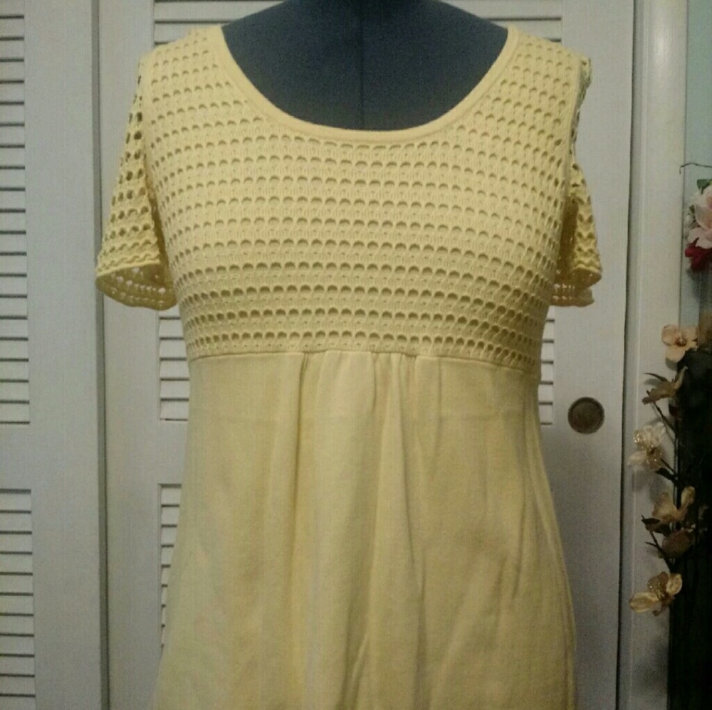 Yellow Crochet Knit Top